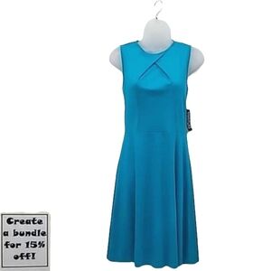 NY & Co Stretch A-Line Dress Knee Length Swing Style Sleeveless Round Neck NWT